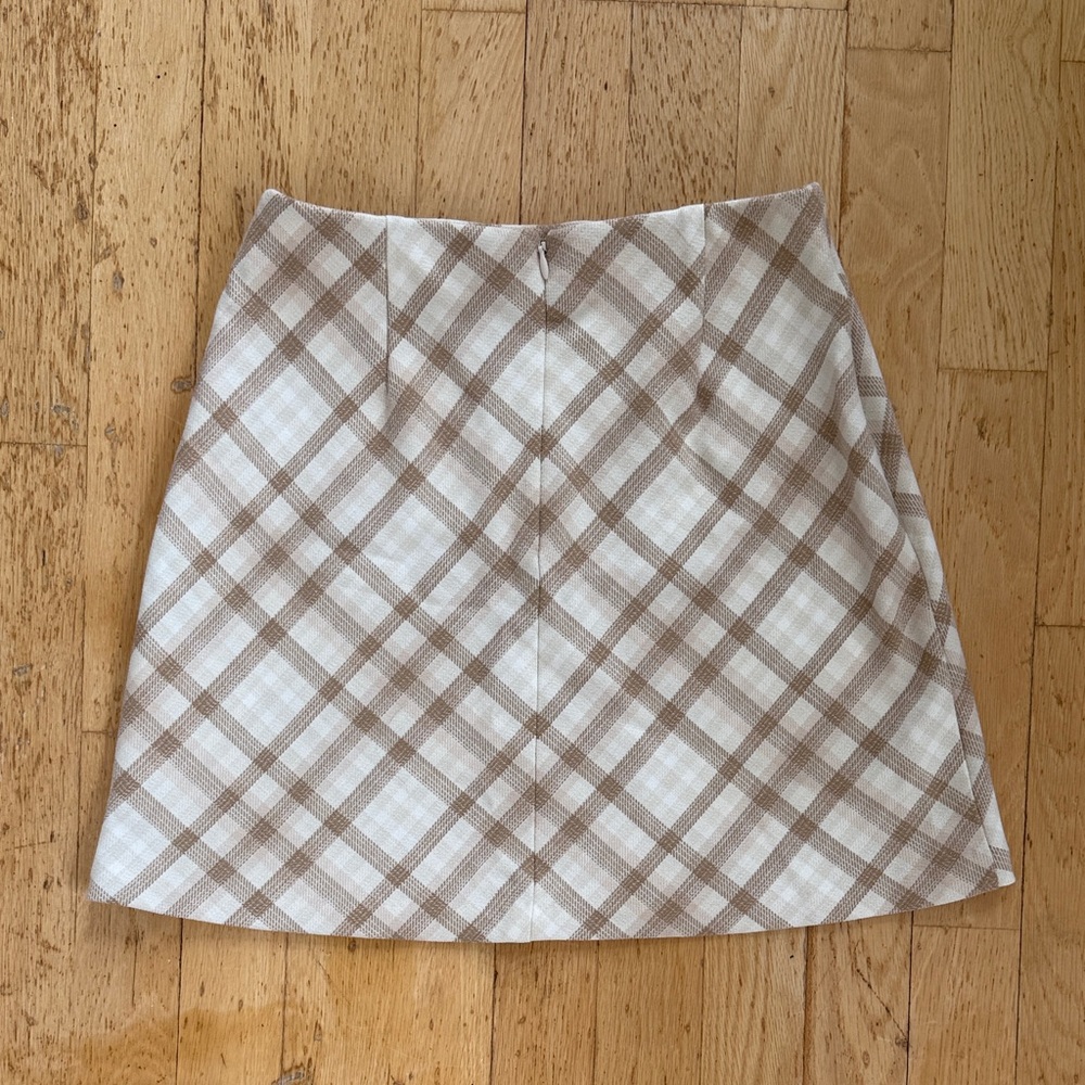 Wilfred Plaid Tan and White Women's Skirt - Picture 2 of 3